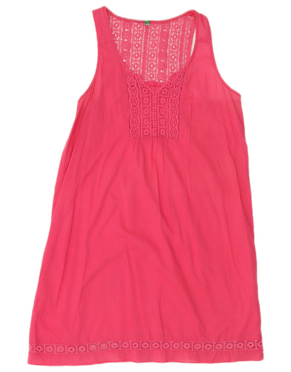 Benetton Womens Sleeveless Shift Dress UK 12 Medium Pink