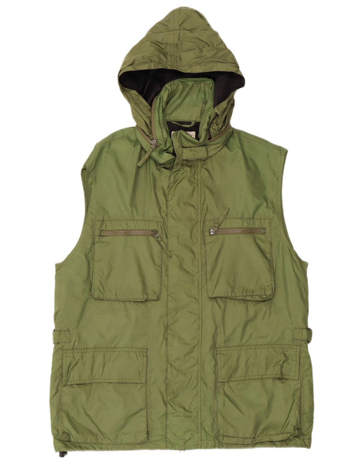 ALBERTO ASPESI Mens Hooded Utility Gilet UK 42 XL Green Nylon