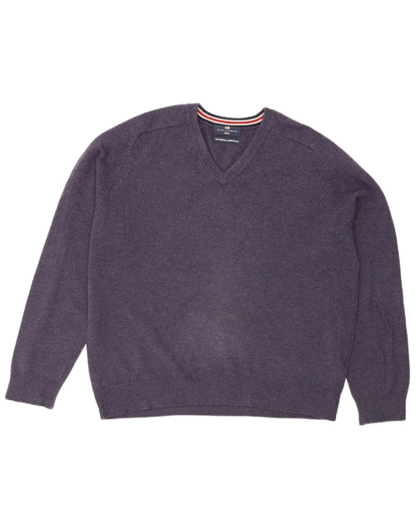 Marks & Spencer Mens Blue Harbour V-Neck Jumper Sweater Medium Purple