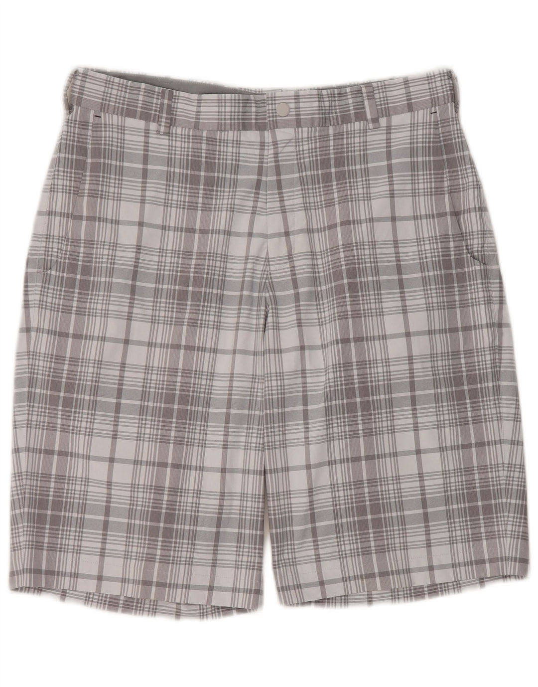 Nike Mens Dri Fit Chino Shorts W32 Medium Grey Check Polyester