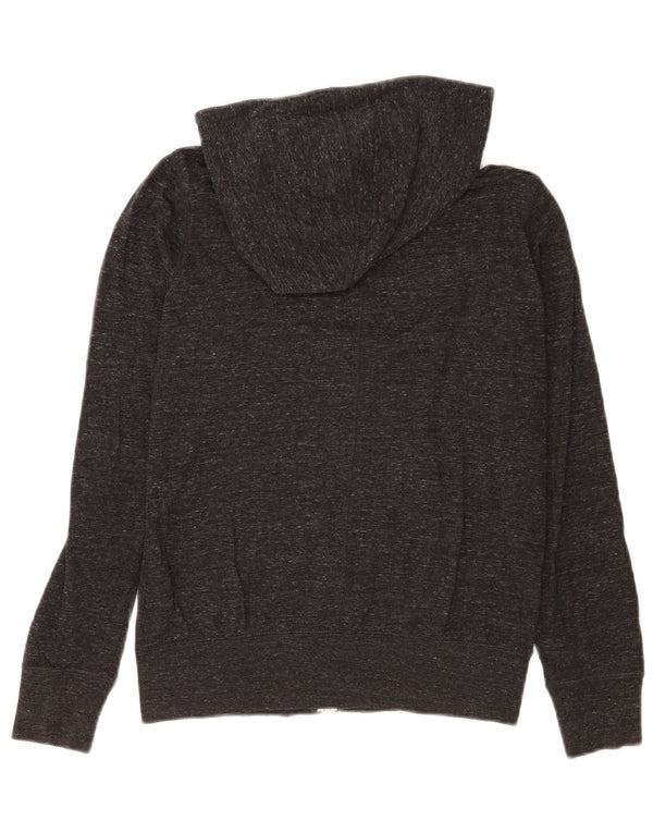 Nike Womens Zip Hoodie Sweater UK 12 Medium Grey Flecked Cotton