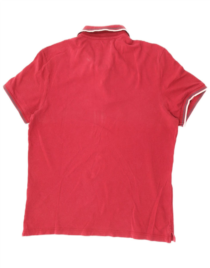 DIADORA Mens Polo Shirt Medium Maroon Striped Cotton