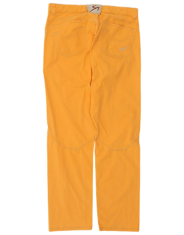 9.2 BY CARLO CHIONNA Mens Straight Casual Trousers W36 L32 Yellow Cotton