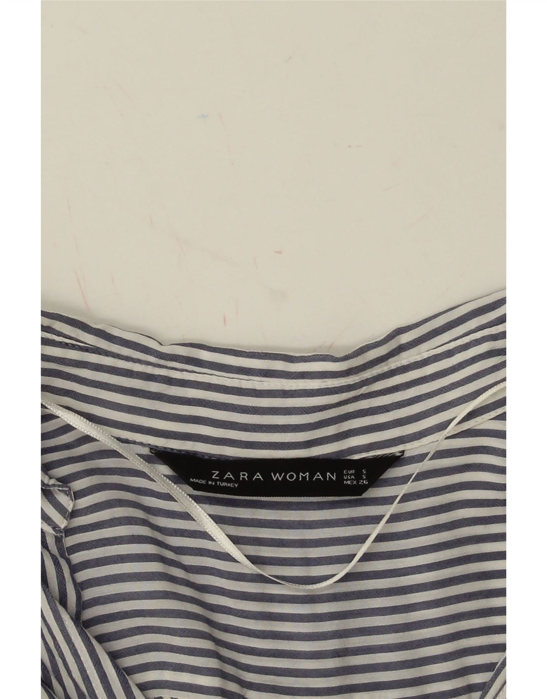 ZARA Womens Shirt UK 10 Small Blue Pinstripe Vintage Zara and Second-Hand Zara from Messina Hembry 