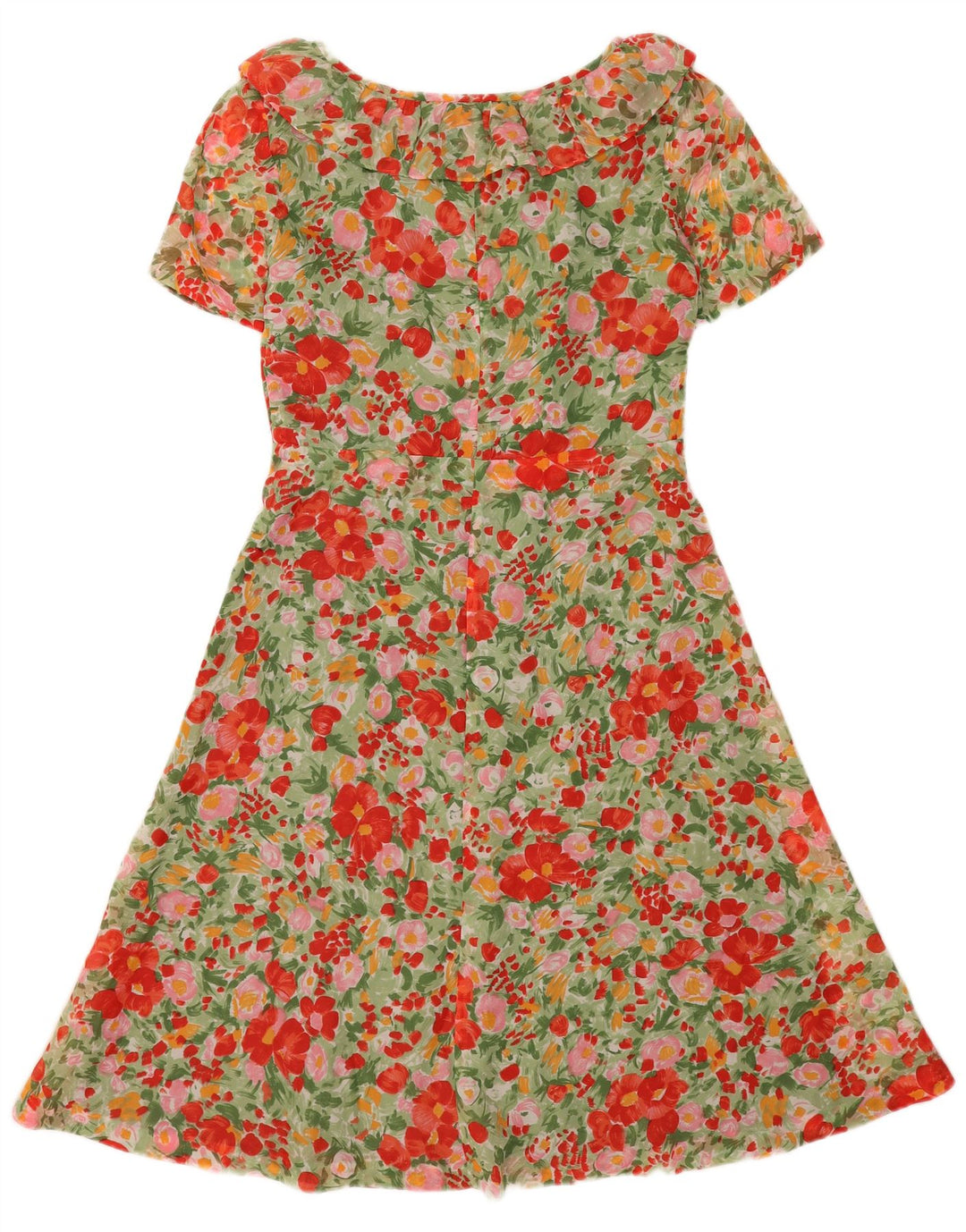 Vintage Womens A-Line Dress UK 12 Medium Multicoloured Floral Polyamide