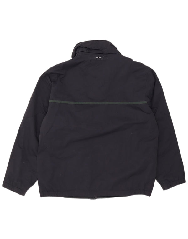 Nautica Mens Hooded Reversible Jacket UK 40 Large Navy Blue Nylon
