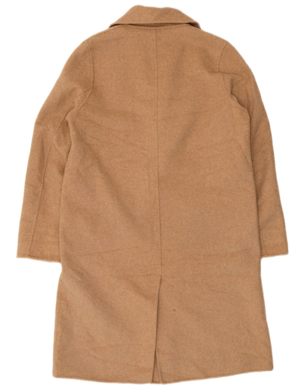 Zara Womens Oversized Overcoat UK 6 XS Beige Wool