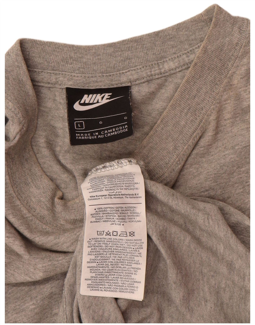 Nike Mens T-Shirt Top Large Grey Cotton