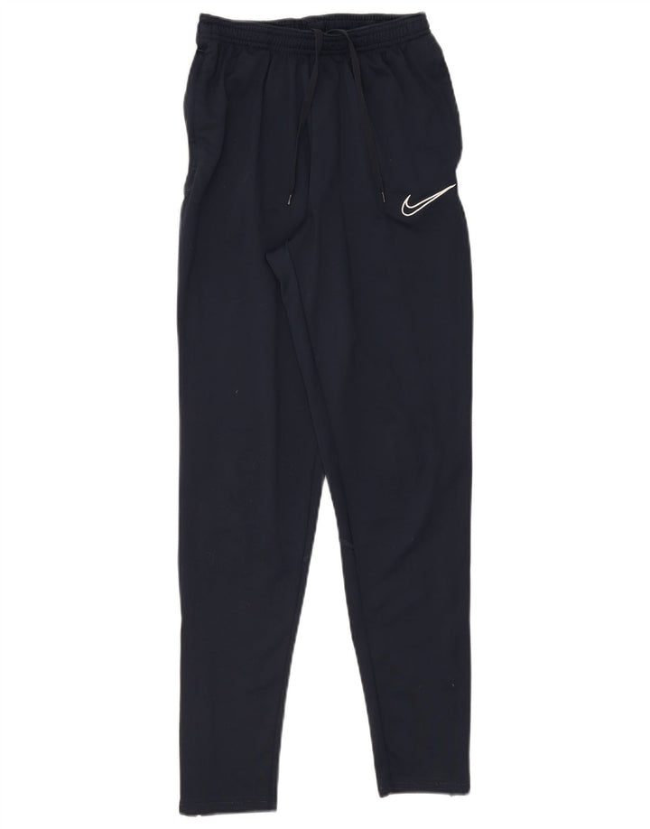 NIKE Mens Dri Fit Tracksuit Trousers Small Navy Blue Colourblock Polyester