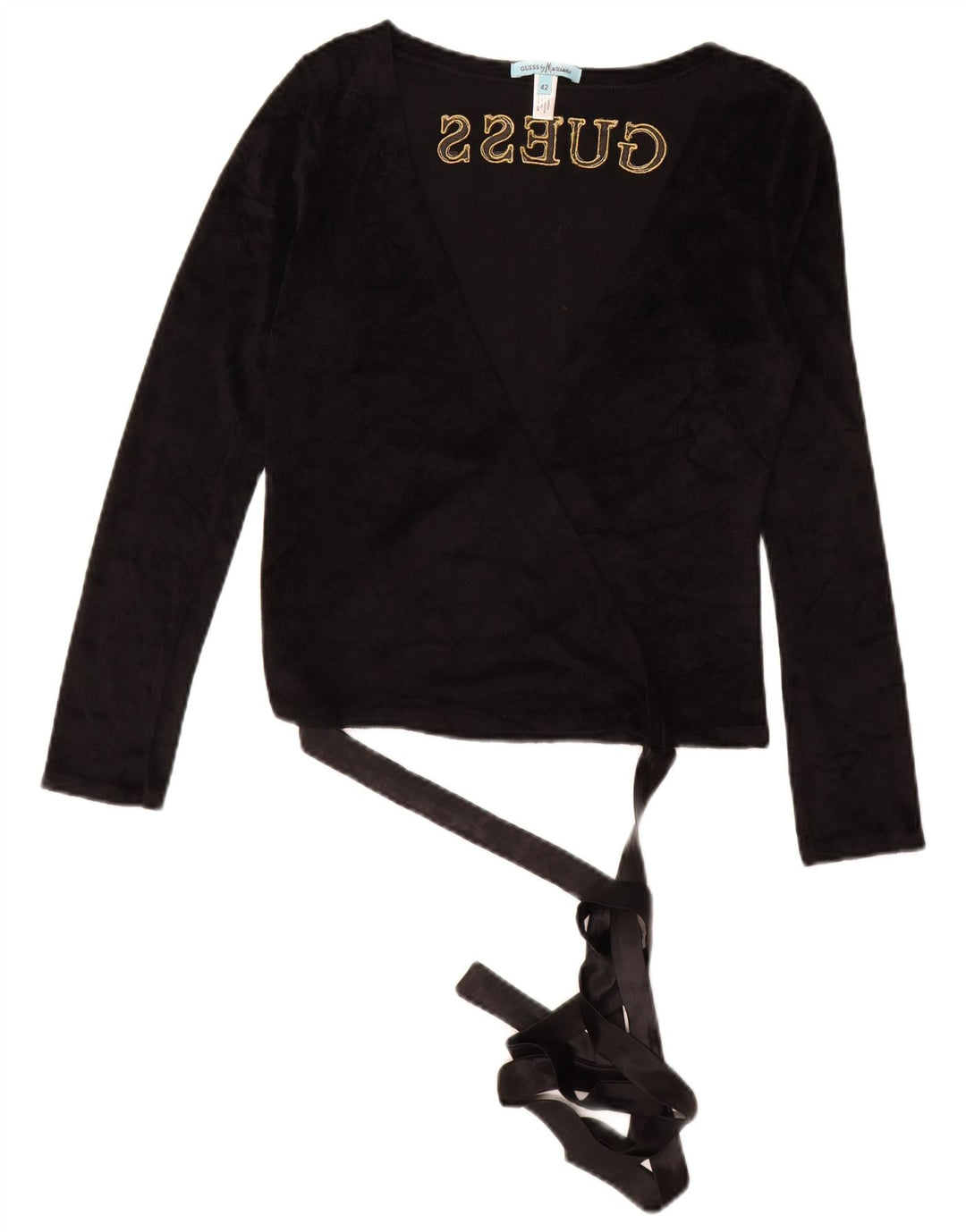 GUESS BY MARCIANO Womens Graphic Wrap Cardigan Top IT 42 Medium Black