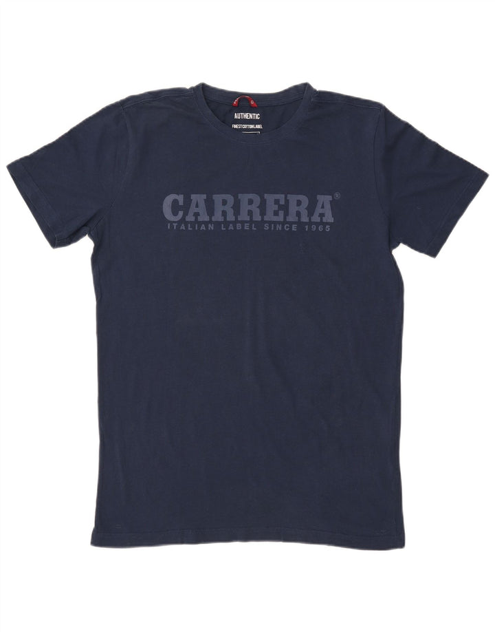 CARRERA Mens Graphic T-Shirt Top Medium Navy Blue Cotton
