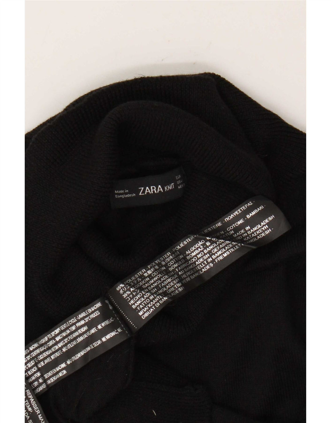 Zara Womens Roll Neck Jumper Sweater UK 10 Small Black Polyester