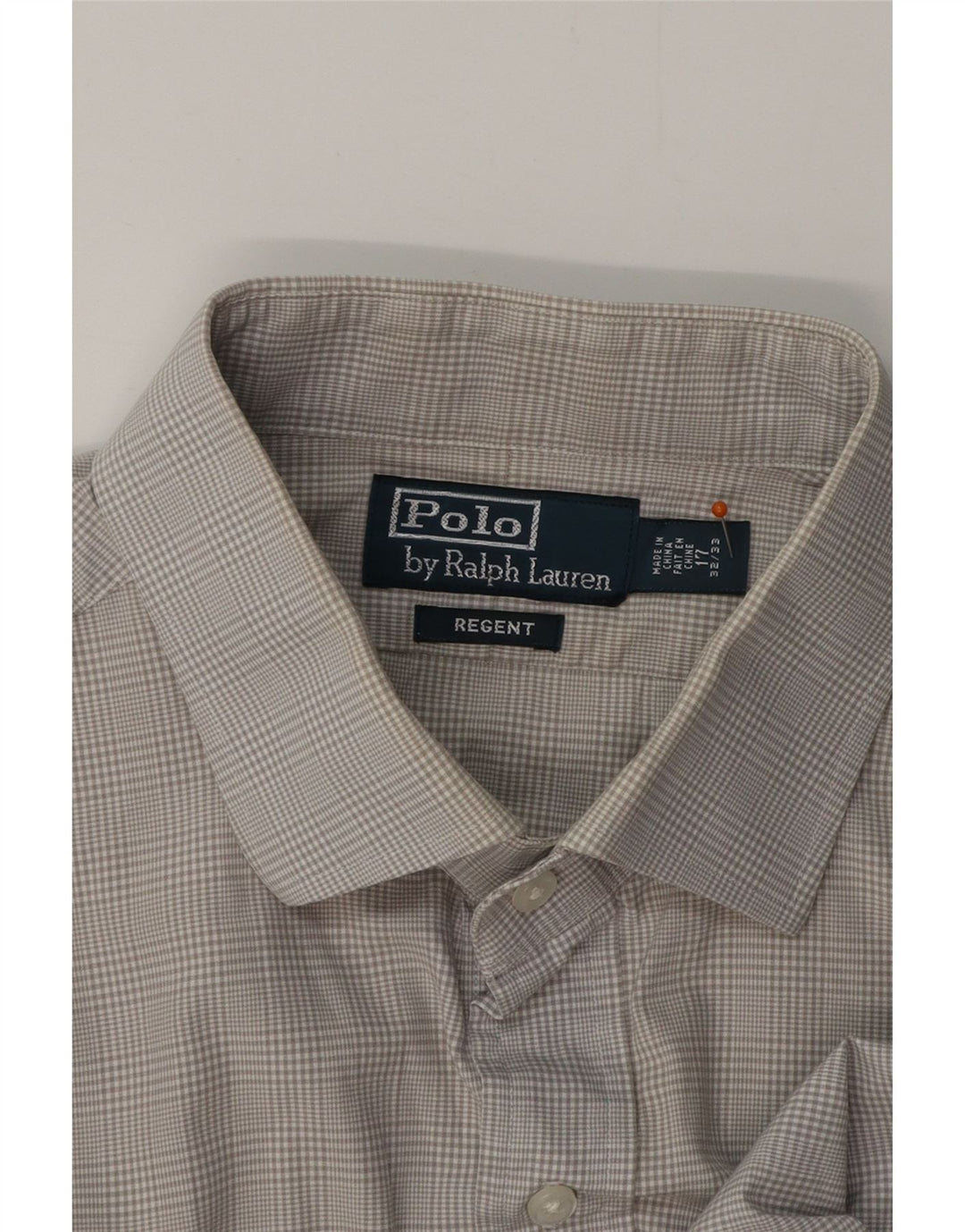 POLO RALPH LAUREN Mens Shirt Size 17 XL Grey Check Cotton