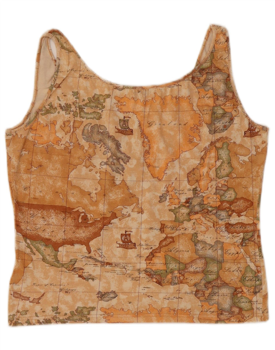 ALVIERO MARTINI Womens Voyages Crop Vest Top IT 48 XL Beige Geometric