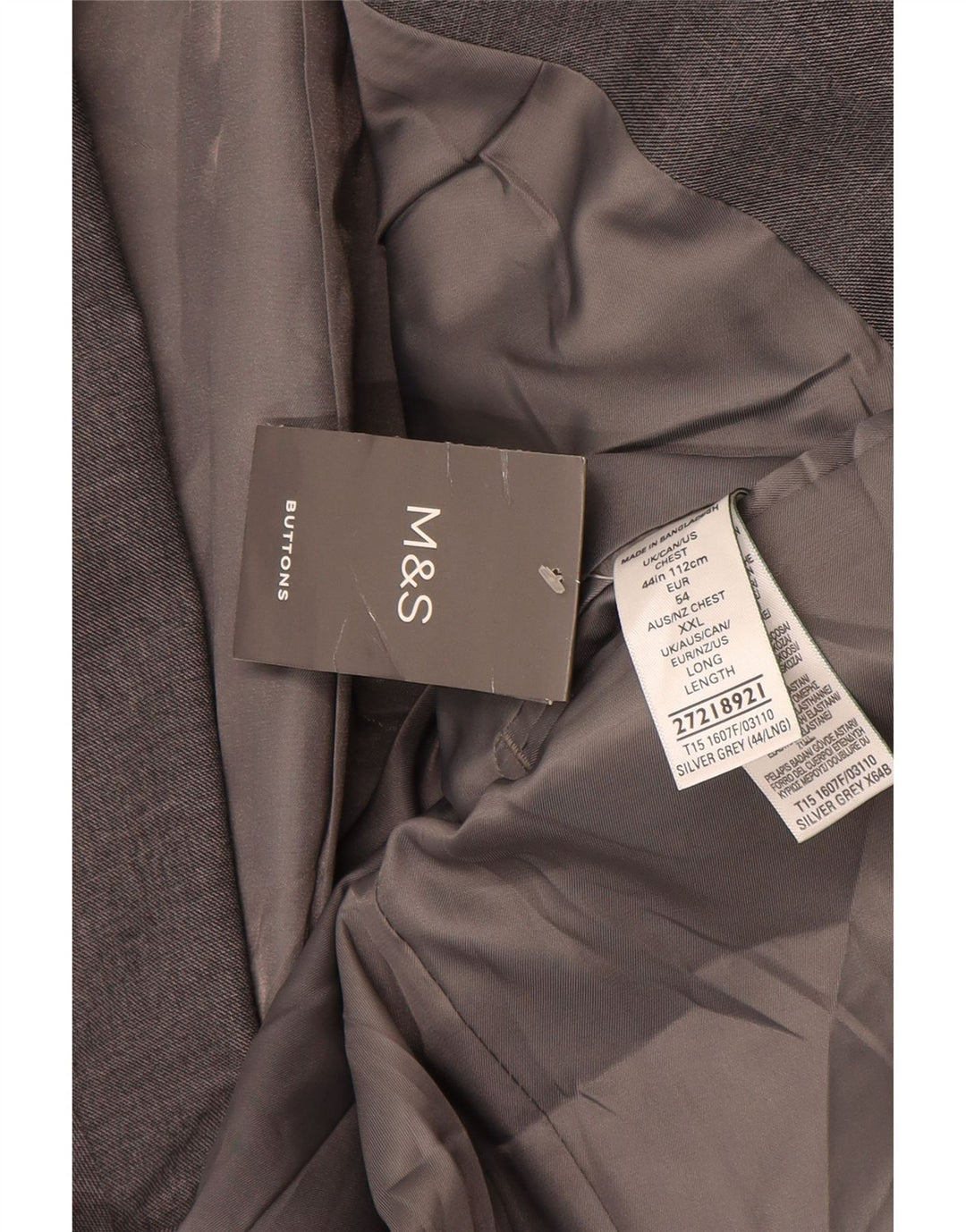 Marks & Spencer Mens 2 Button Blazer Jacket UK 44 XL Grey Polyester