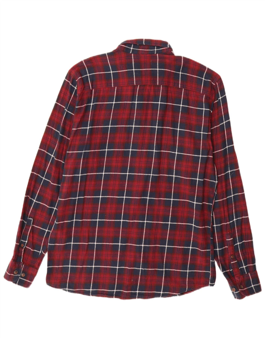 JACK & JONES Mens Flannel Shirt Large Burgundy Check Cotton