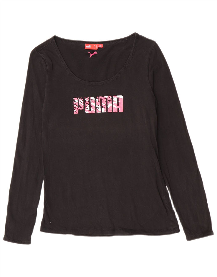 Puma Womens Graphic Top Long Sleeve UK 12 Medium Black