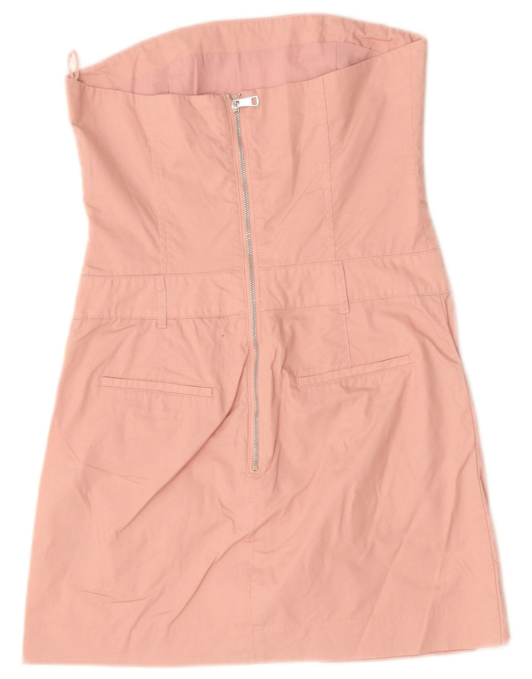 ZARA Womens Mini Strapless Dress UK 6 XS Pink Cotton