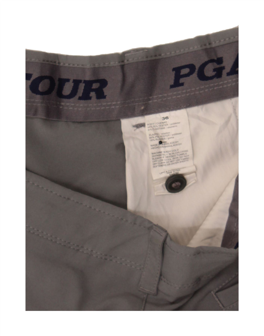 VINTAGE Mens Chino Shorts W36 Large  Grey Polyester Vintage Vintage and Second-Hand Vintage from Messina Hembry 