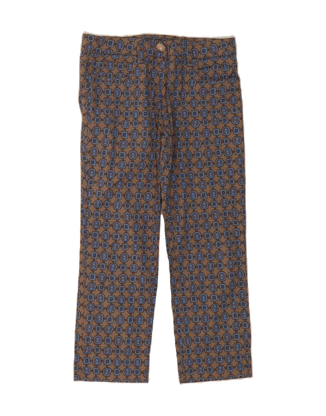 MALIPARMI Womens Abstract Pattern Straight Cropped Trousers W30 L25 Beige Vintage Maliparmi and Second-Hand Maliparmi from Messina Hembry 