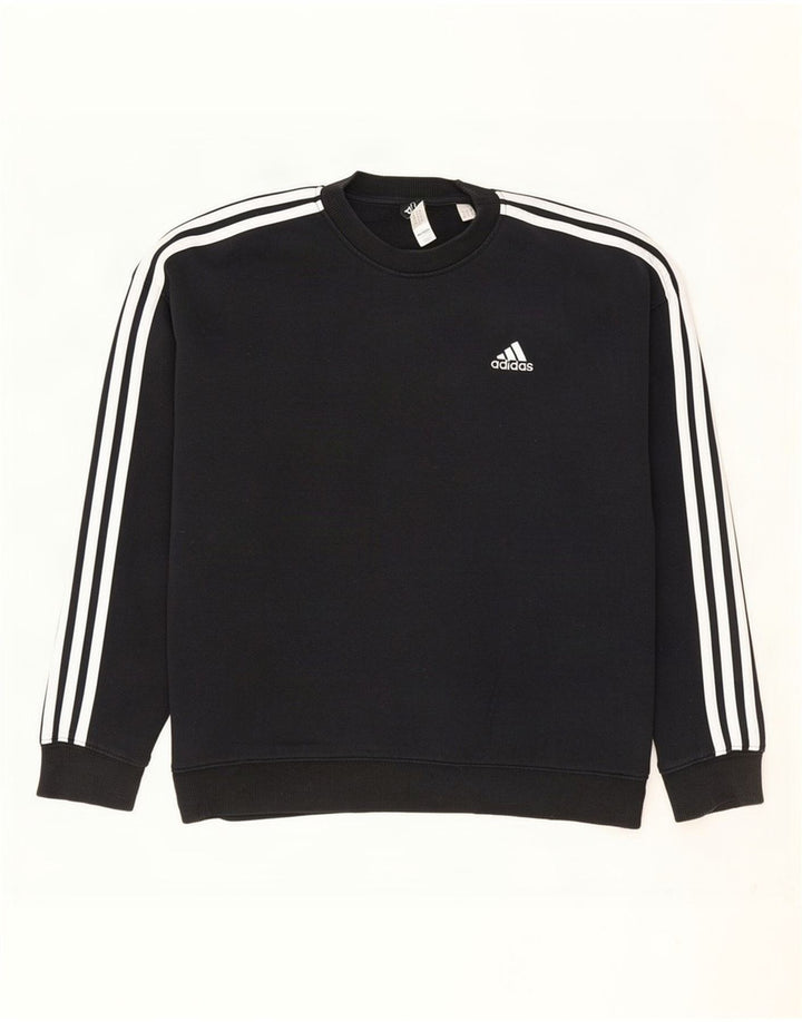 Adidas Womens Oversized Sweatshirt Jumper UK 12/14 Medium Black Cotton