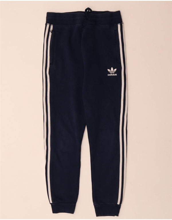 ADIDAS Boys Tracksuit Trousers Joggers 11-12 Years  Navy Blue Cotton