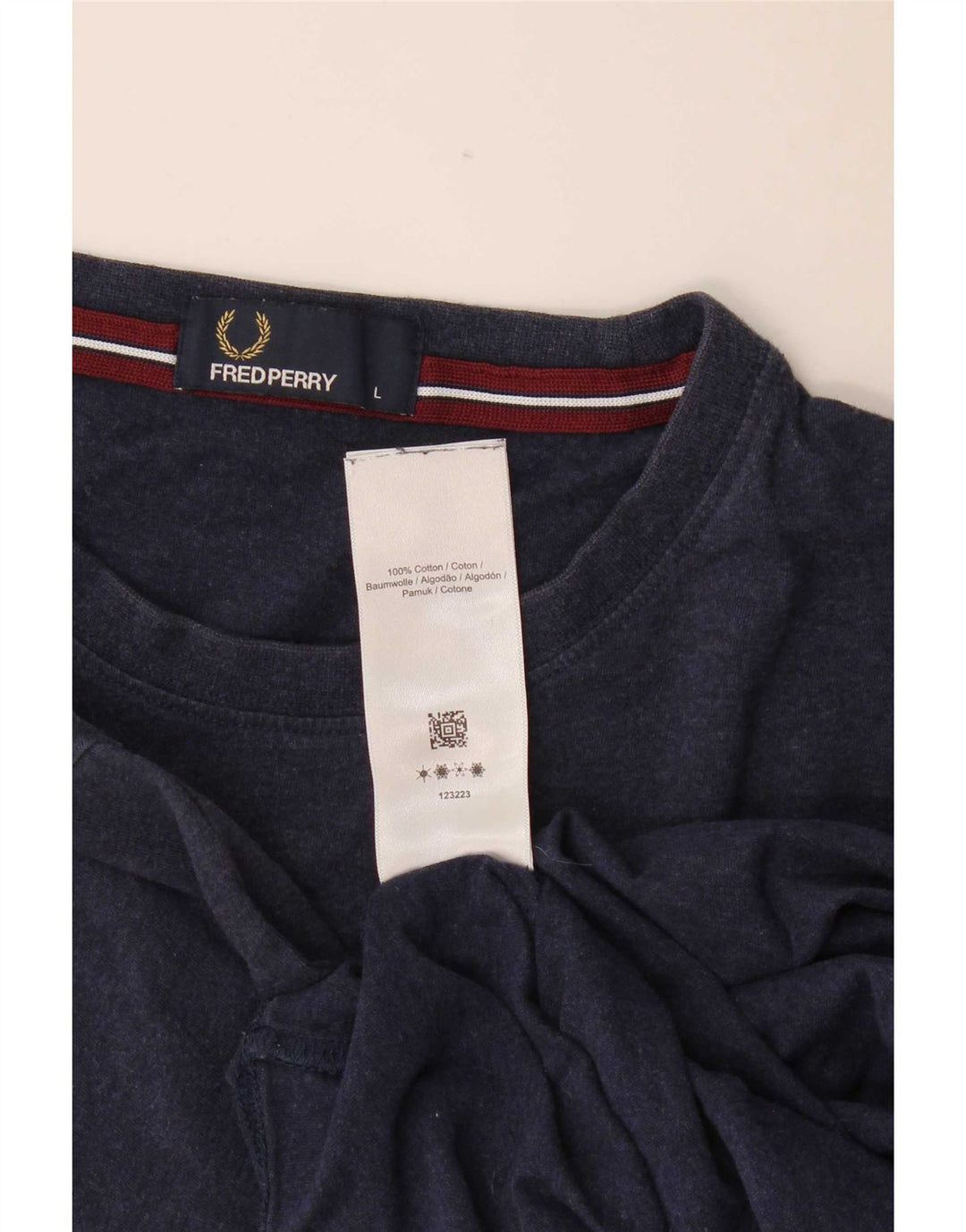 Fred Perry Mens T-Shirt Top Large Navy Blue Cotton