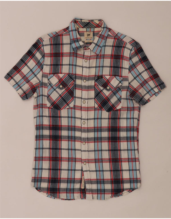 Lee Mens Short Sleeve Flannel Shirt Large Multicoloured Check Cotton