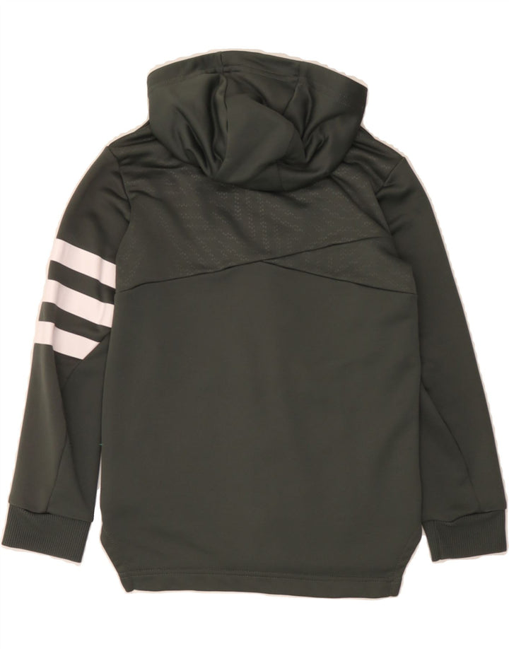 ADIDAS Boys Zip Hoodie Sweater 7-8 Years Green Polyester Vintage Adidas and Second-Hand Adidas from Messina Hembry 