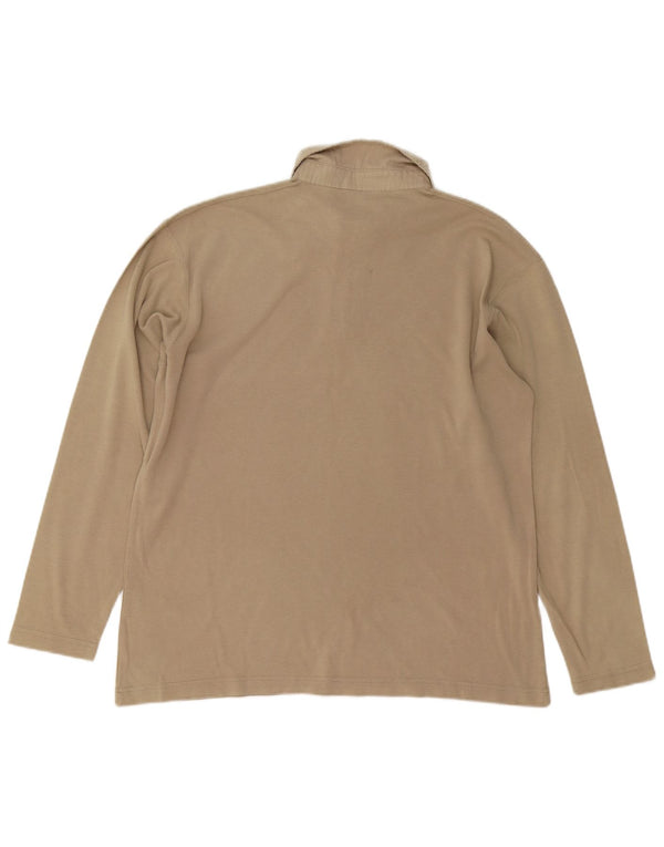 CALVIN KLEIN JEANS Boys Long Sleeve Polo Shirt 15-16 Years Beige Cotton