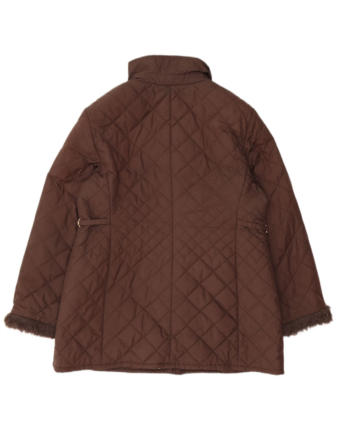 Marks & Spencer Womens Quilted Jacket UK 16 Large Brown Polyester