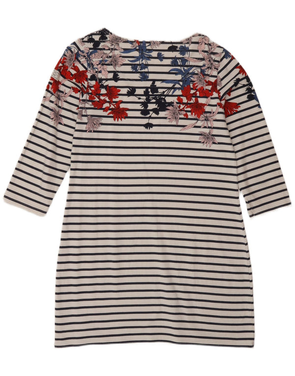 Joules Womens Graphic 3/4 Sleeve T-Shirt Dress UK 14 Medium White Striped
