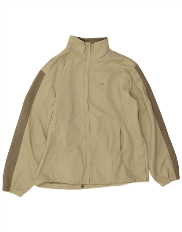 Diadora Womens Tracksuit Top Jacket UK 14 Large Beige Colourblock Polyester