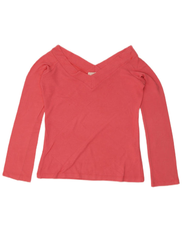 Zara Womens Top Long Sleeve UK 12 Large Pink Viscose