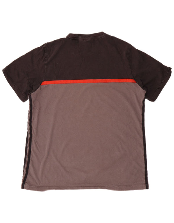 Adidas Mens Graphic T-Shirt Top Large Black Colourblock Cotton