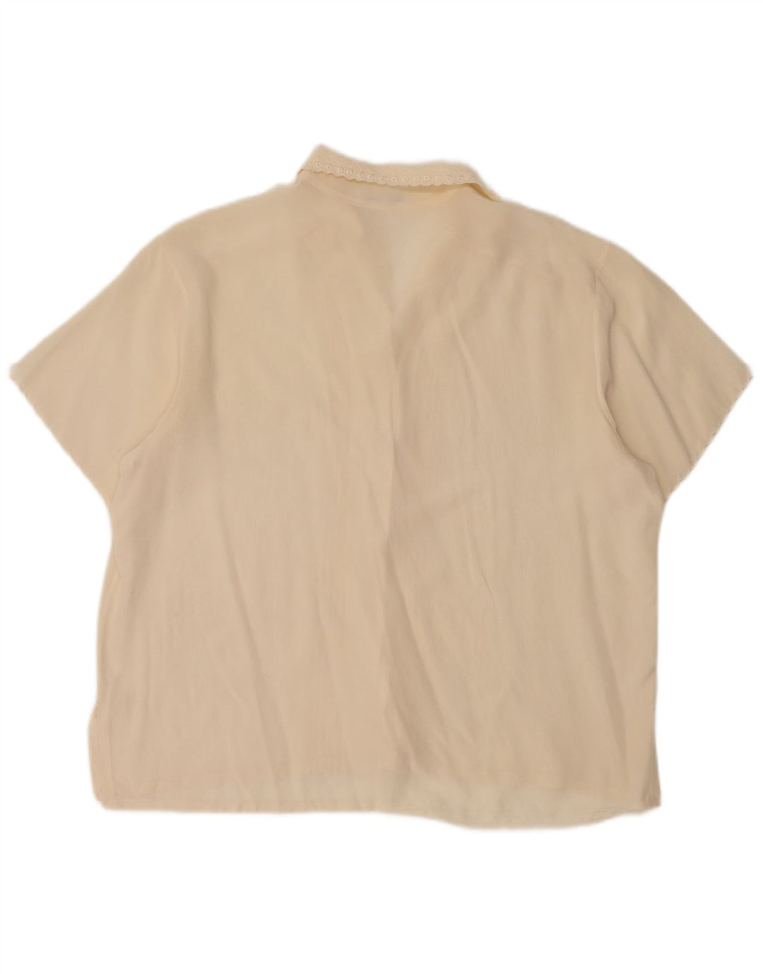 Vintage Womens Short Sleeve Shirt Blouse UK 14 Medium Off White Silk