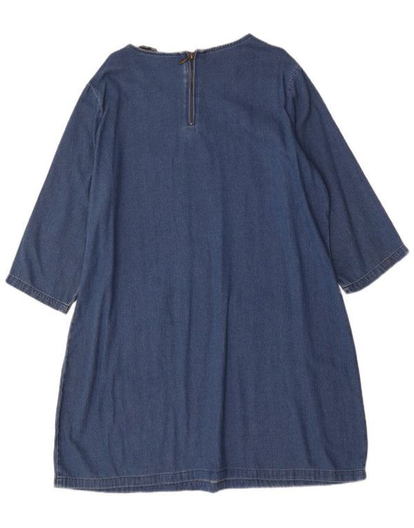 Marks & Spencer Womens 3/4 Sleeve Oversized Denim Dress UK 16 Large Blue