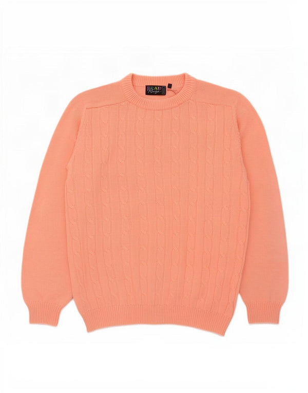 Vintage Womens Oversized Crew Neck Jumper Sweater UK 16 Large Orange