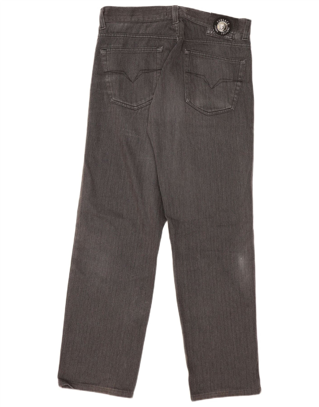 VERSACE Mens Straight Jeans W36 L30 Grey Herringbone