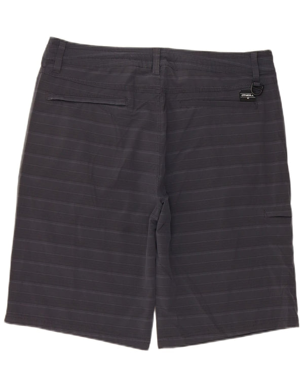 O'NEILL Mens Cargo Shorts W34 Large Navy Blue Striped Polyester