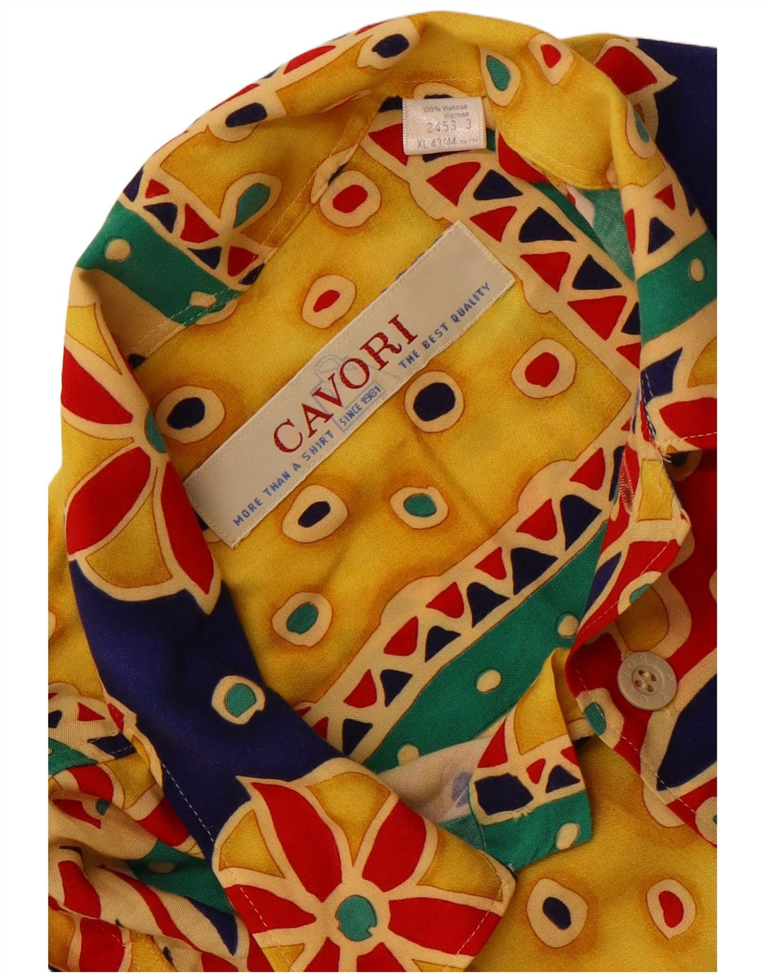 Cavori Mens Short Sleeve Shirt Size 43/44 XL Multicoloured Patchwork
