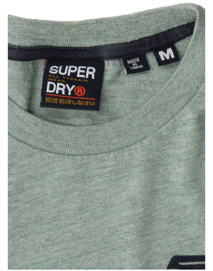 SUPERDRY Mens Yokohama Graphic T-Shirt Top Medium Green Flecked Cotton