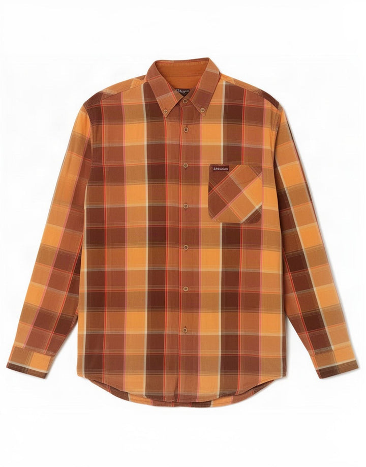 Marlboro Classics Mens Shirt Large Brown Check Cotton