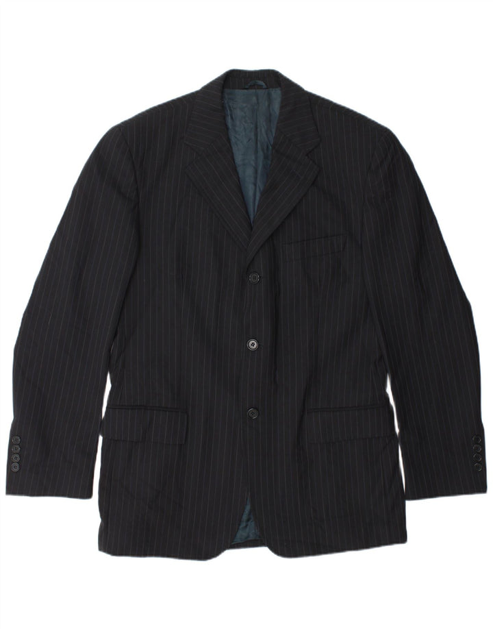 BOGGI Mens 3 Button Blazer Jacket IT 50 Large Black Striped Wool