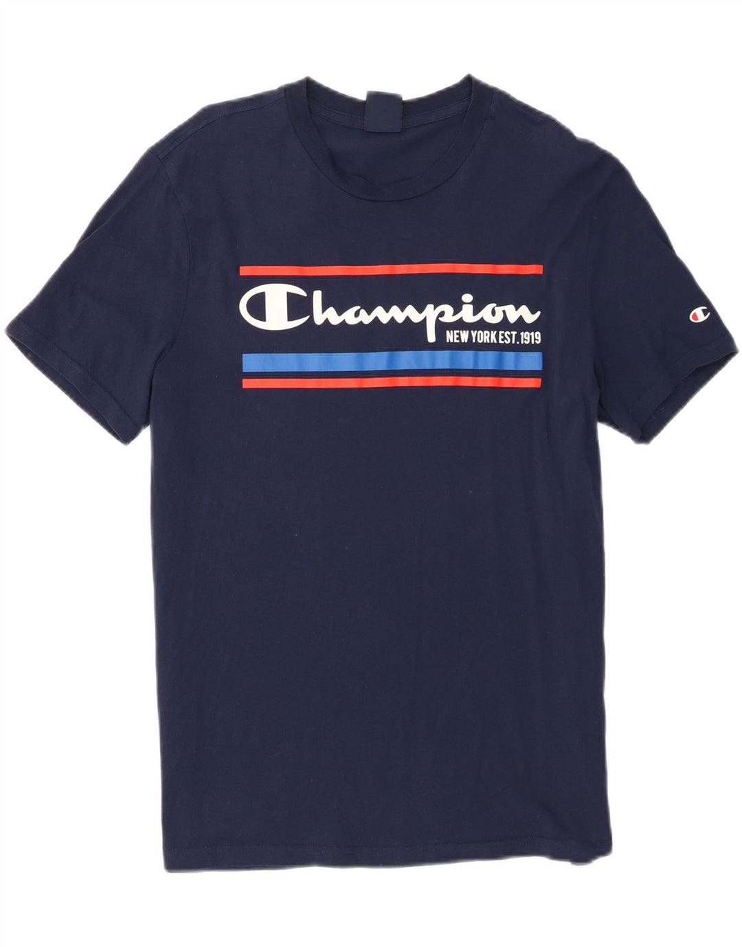 Champion Mens Graphic T-Shirt Top Medium Navy Blue