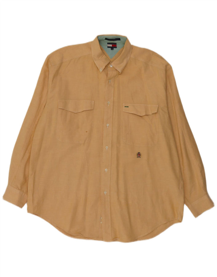 Tommy Hilfiger Mens Shirt Large Yellow Cotton