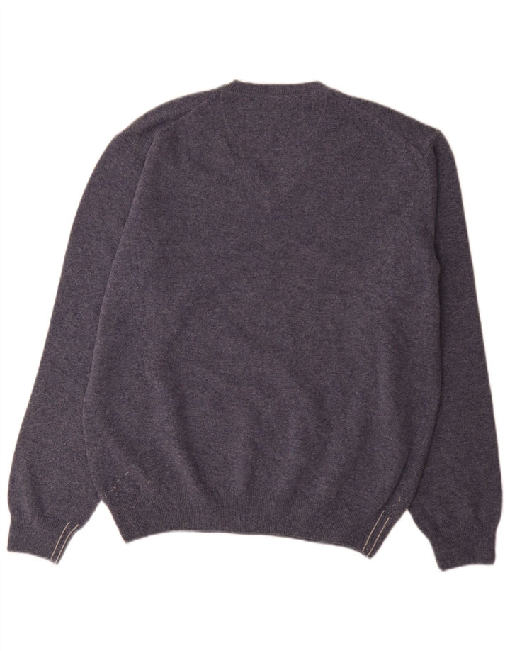 Marlboro Classics Mens V-Neck Jumper Sweater Medium Blue Wool