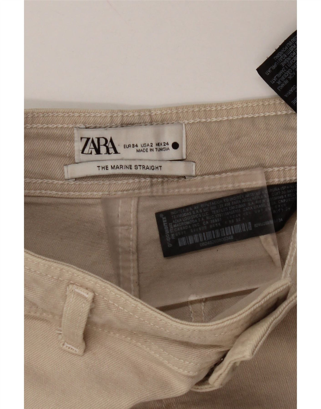 ZARA Womens The Marine High Waist Wide Leg Jeans EU 34 2XS W24 L29 Beige