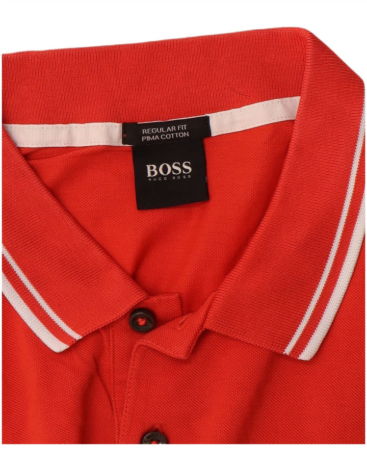 Hugo Boss Mens Regular Fit Polo Shirt Medium Red Cotton