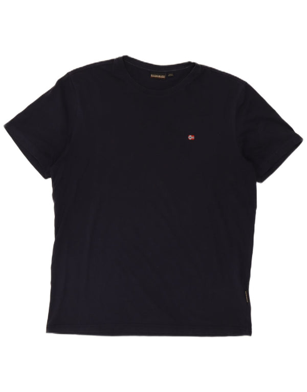 Napapijri Mens Geographic T-Shirt Top Large Navy Blue Cotton